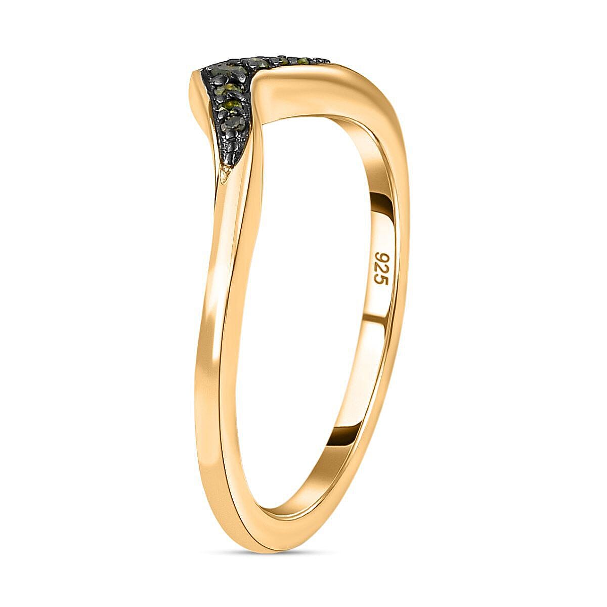 Green Diamond Wishbone Ring in Sterling Silver with 18K Vermeil Yellow Gold 7365526 4