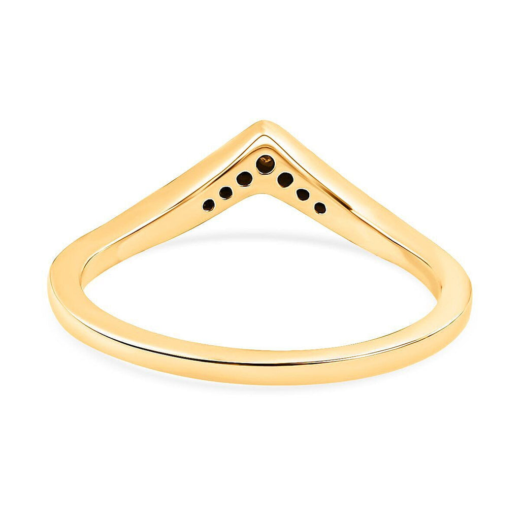 Green Diamond Wishbone Ring in 18K Vermeil Yellow Gold Plated Sterling Silver 0.051 Ct.