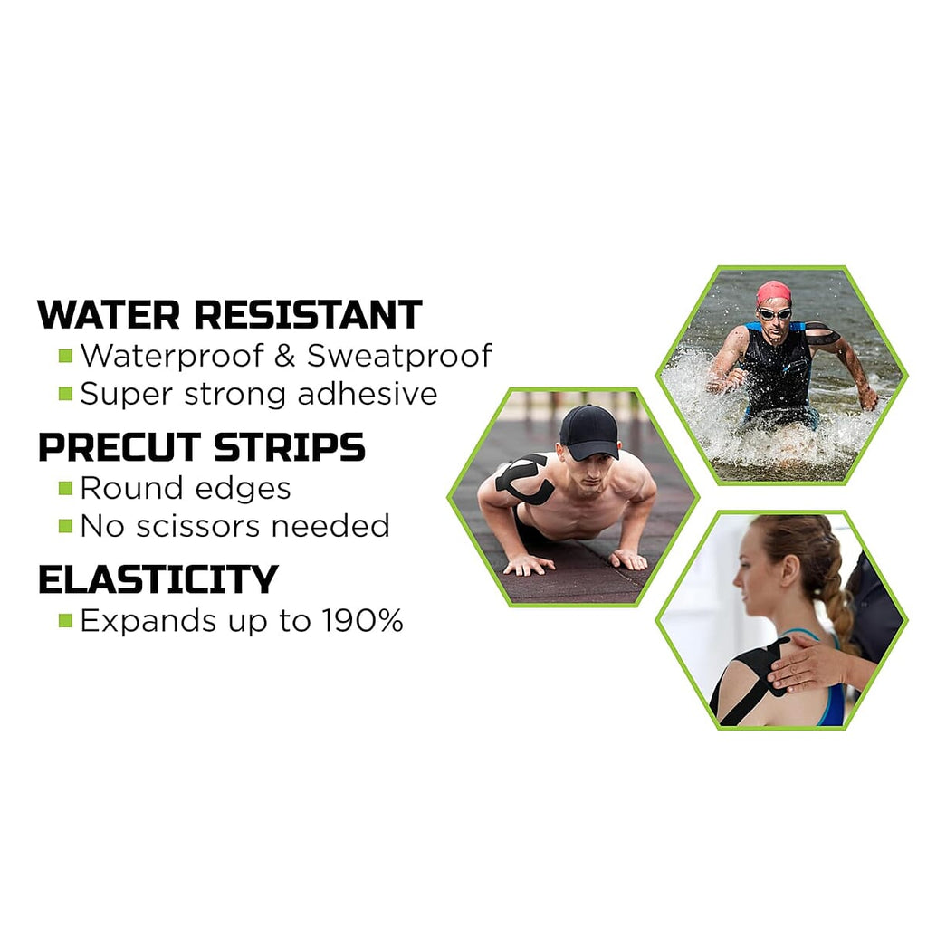 Green Drop Kinesiology Tape - Black
