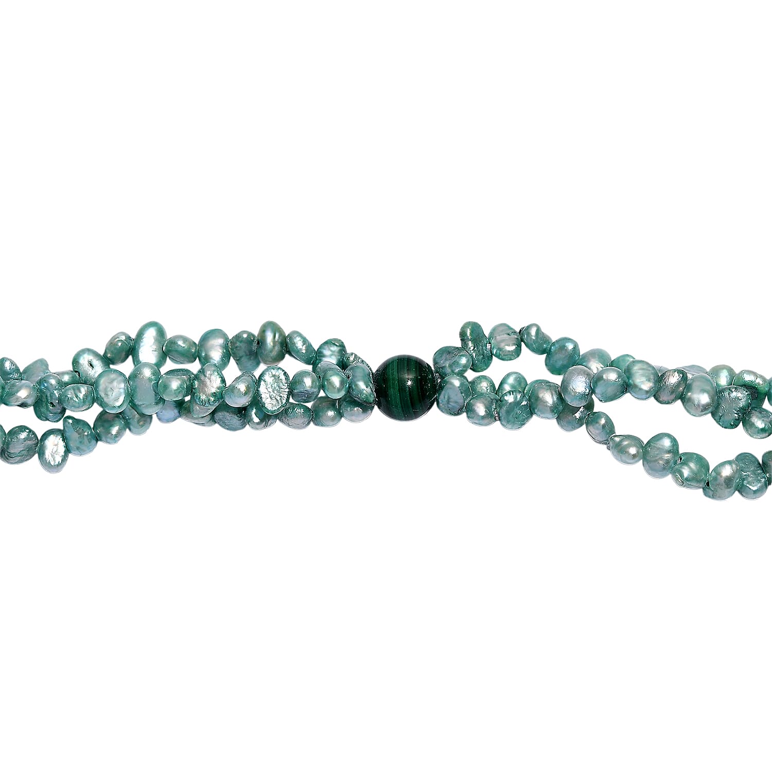Green Dyed Pearl &amp; Malachite Stone Necklace (Size 34) 280.00 Ct. 8257658 4