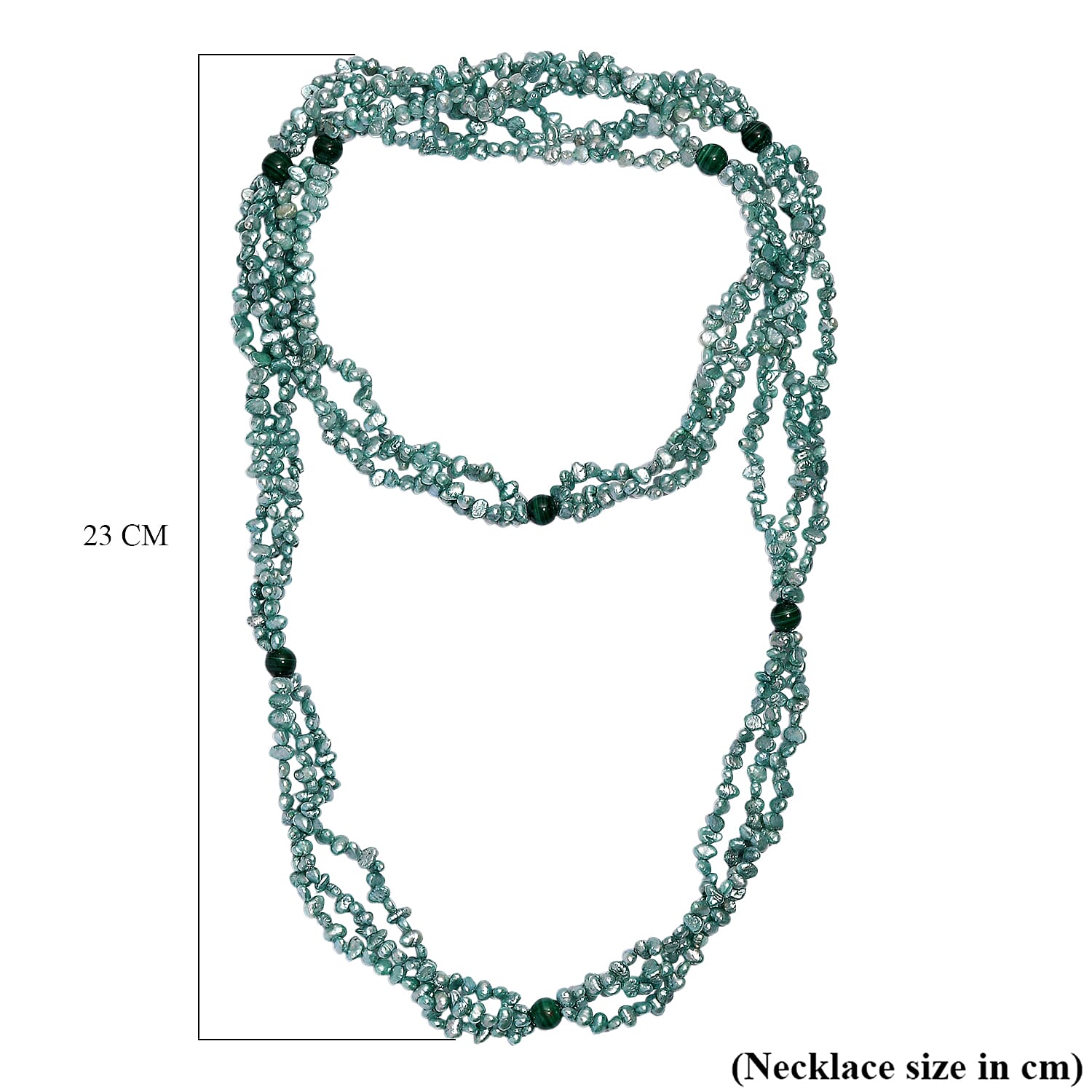 Green Dyed Pearl &amp; Malachite Stone Necklace (Size 34) 280.00 Ct. 8257658 5