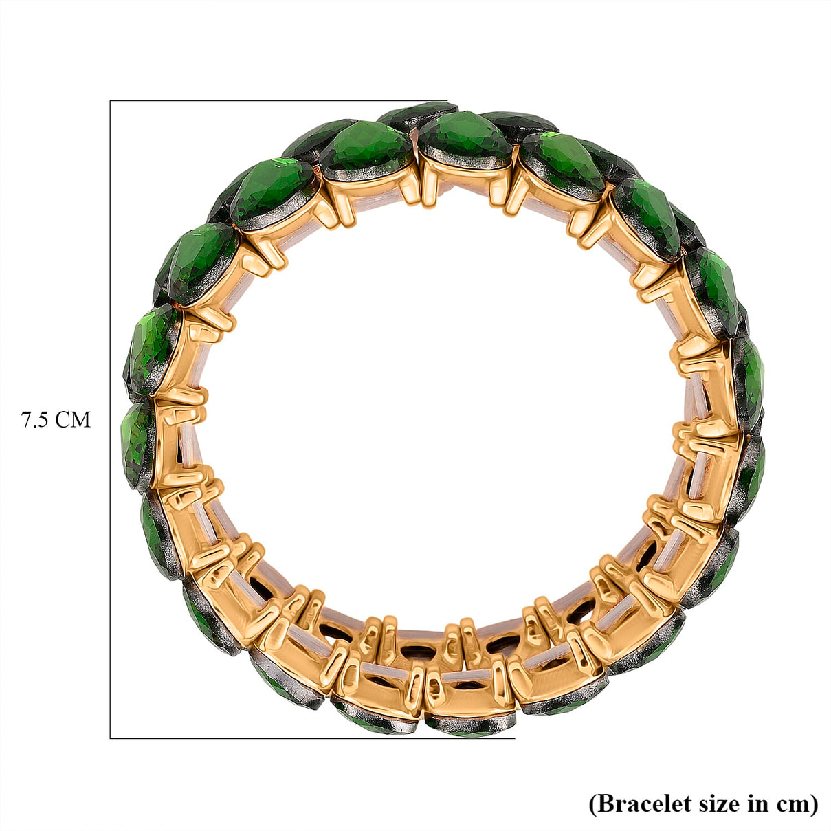 Green Glass Pear Stretchable Bracelet in Yellow Gold Tone V32520520 5