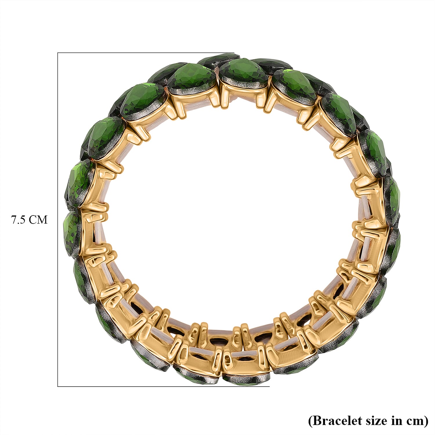 Green Glass Pear Stretchable Bracelet in Yellow Gold Tone V32365084 5