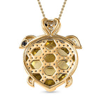 GP Italian Garden Collection - Green Gold Quartz & Multi Gemstone Pendant with Chain (Size 20) in 18K Vermeil YG Plated Sterling Silver 14.60 Ct, Silver Wt. 6.41 Gms