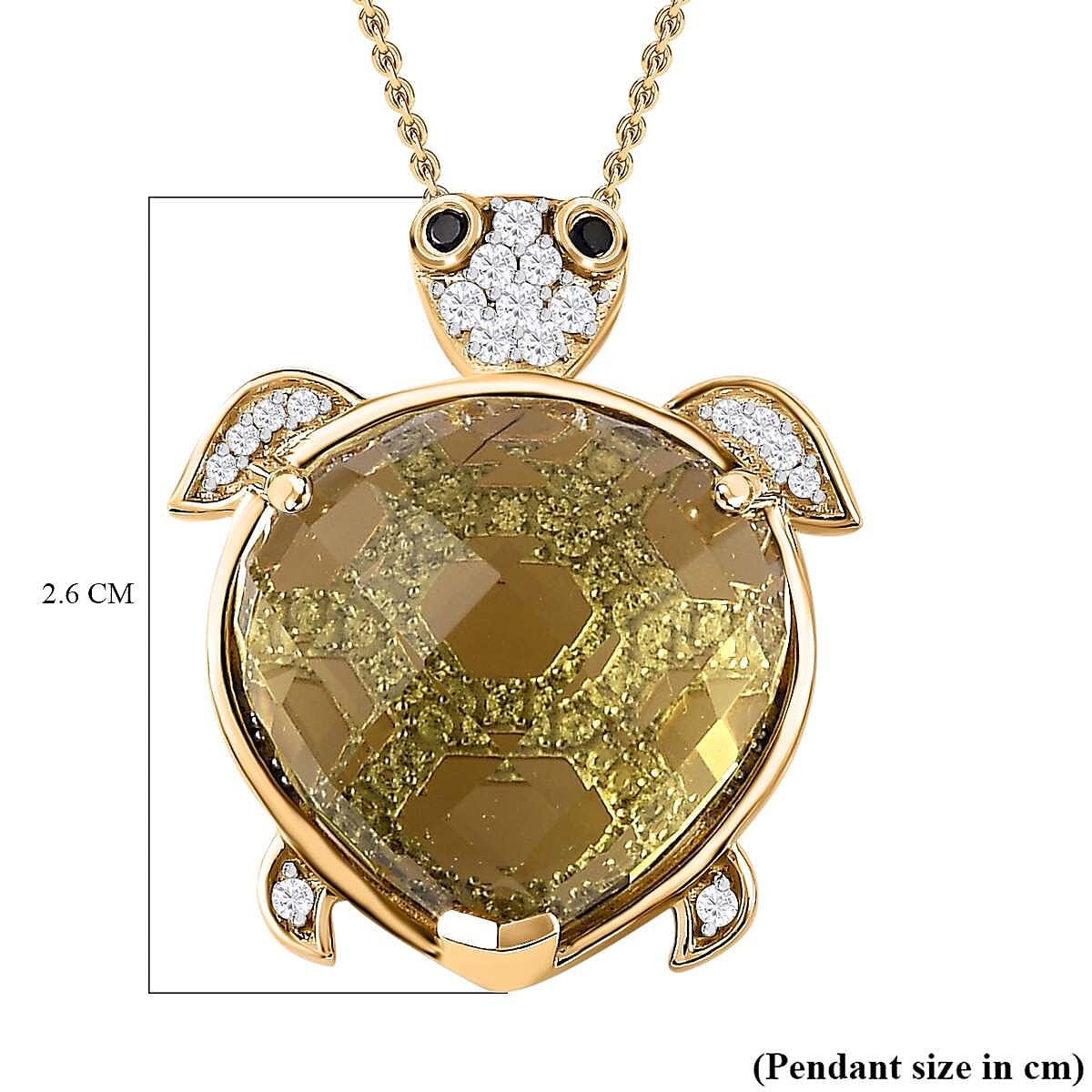 GP Italian Garden Collection - Green Gold Quartz &amp; Multi Gemstone Pendant with Chain (Size 20) in 18K Vermeil YG Plated Sterling Silver 14.60 Ct, Silver Wt. 6.41 Gms 4262910 6
