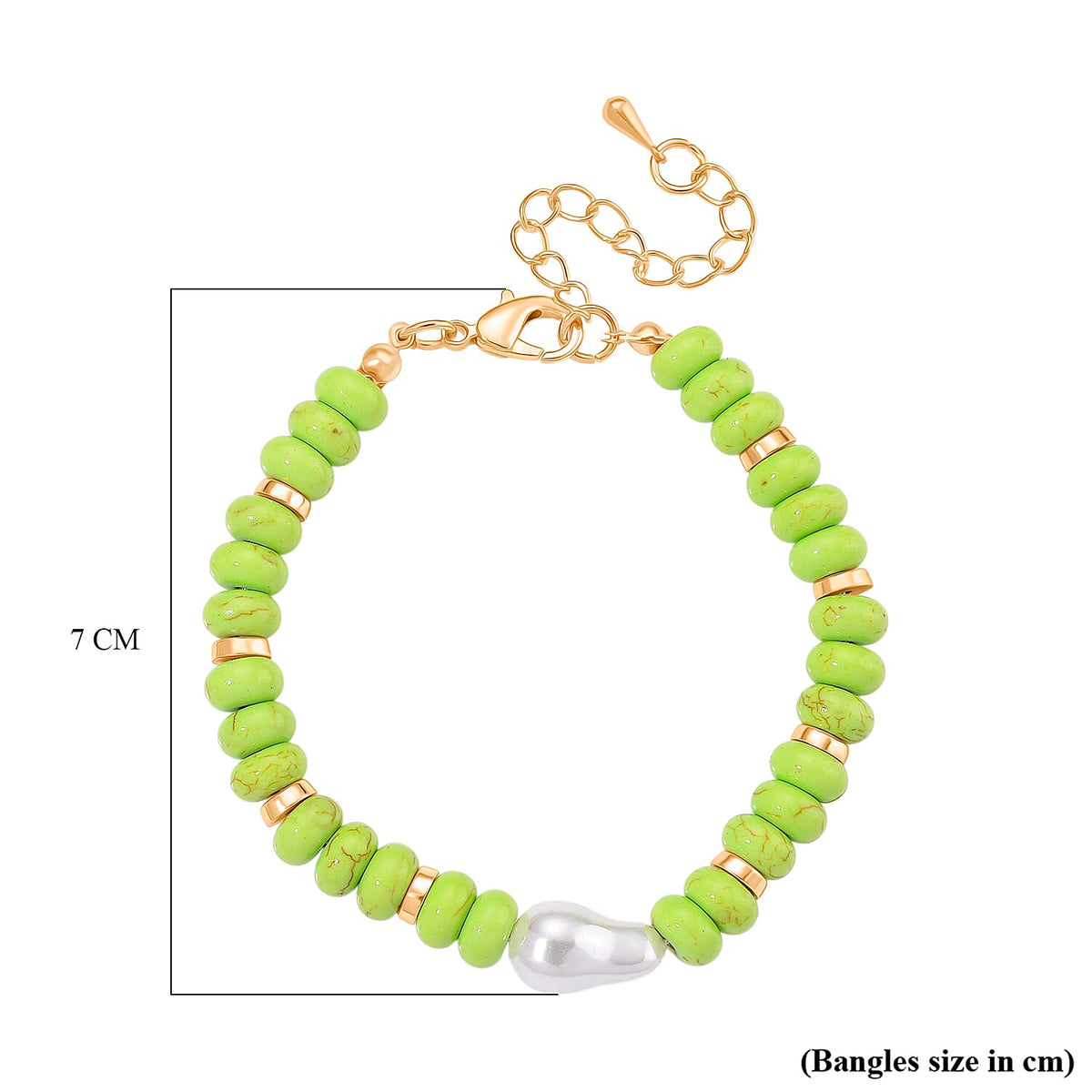 Green Howlite &amp; White Shell Pearl Bracelet (Size 7.5 - 2)  70.00 Ct. 8192801 3