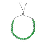 Green Jade Adjustable Bracelet (Size - 6.5 - 9) in Rhodium Sterling Silver 20.0 Ct.
