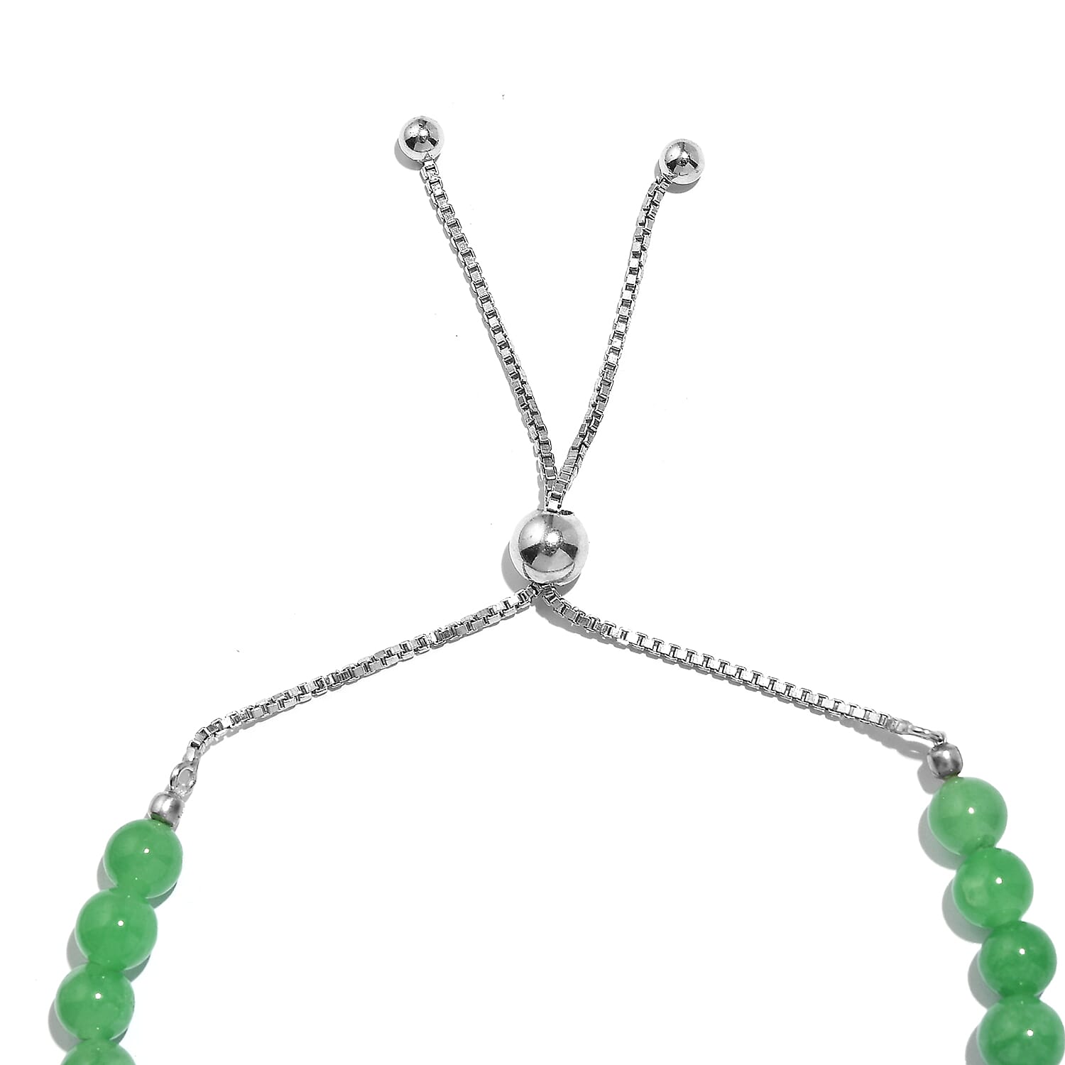 Green Jade Adjustable Bracelet (Size - 6.5 - 9) in Rhodium Sterling Silver 20.0 Ct. 7955945 3