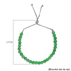 Green Jade Adjustable Bracelet (Size - 6.5 - 9) in Rhodium Sterling Silver 20.0 Ct.