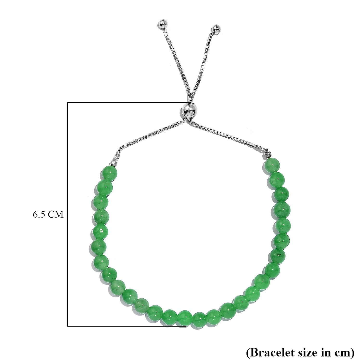 Green Jade Adjustable Bracelet (Size - 6.5 - 9) in Rhodium Sterling Silver 20.0 Ct. 7955945 4