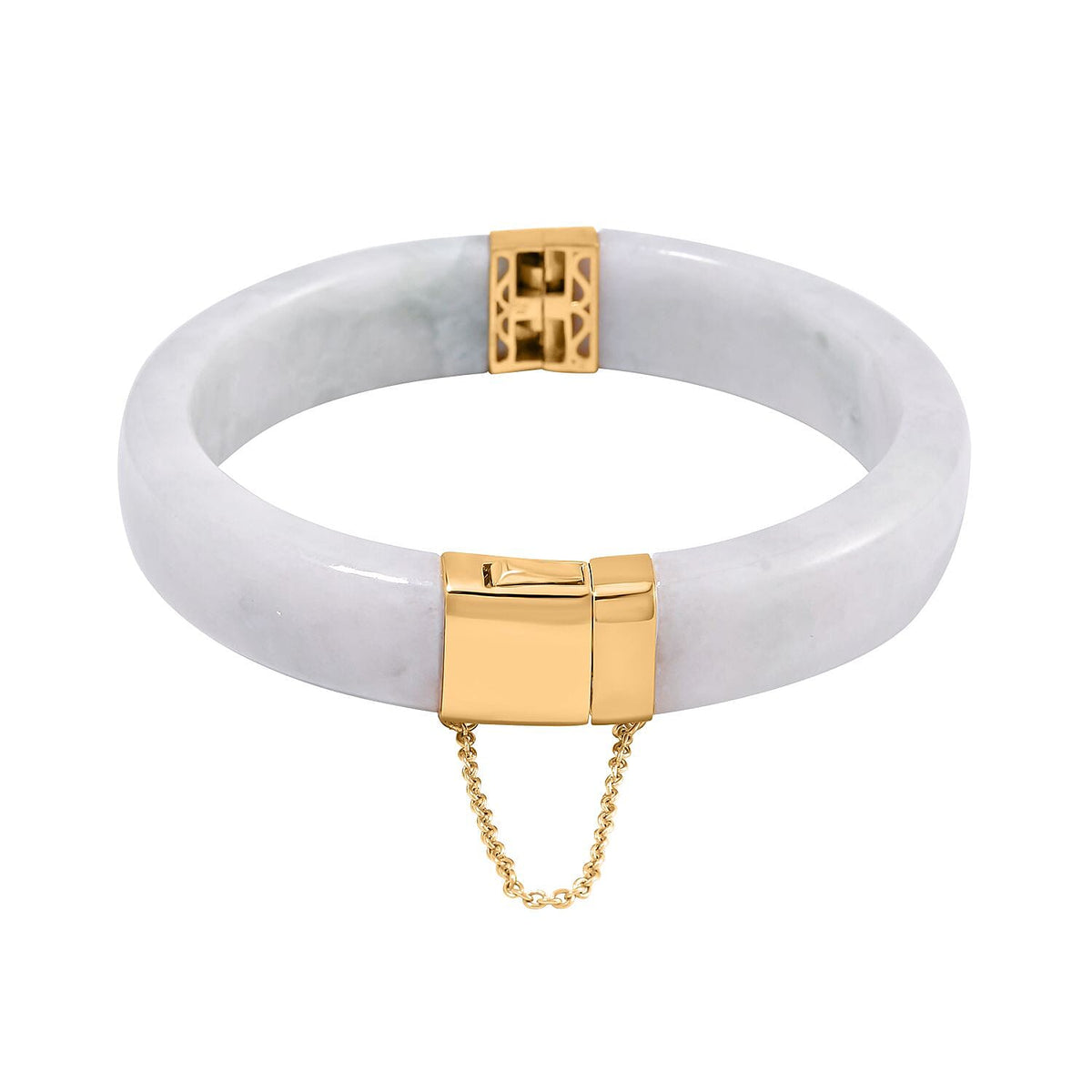 Natural Jadeite Jade Carved Hinged Bangle in 18K Gold Vermeil Plated Sterling Silver 235 Ct (Size 7.5) 7697249 4