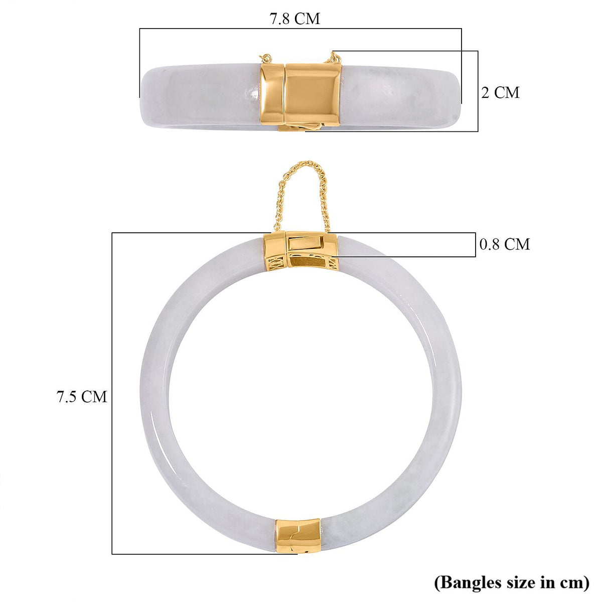 Natural Jadeite Jade Carved Hinged Bangle in 18K Gold Vermeil Plated Sterling Silver 235 Ct (Size 7.5) 7697249 6