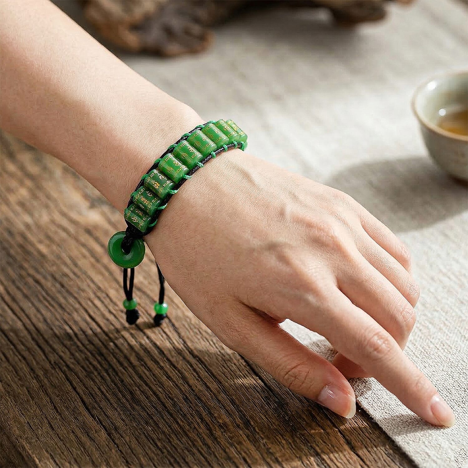 FIRST TIME EVER - Green Jadeite Barrel Feng Shui Bracelet (Size 6-9) 215.00 Ct. 8378330 2