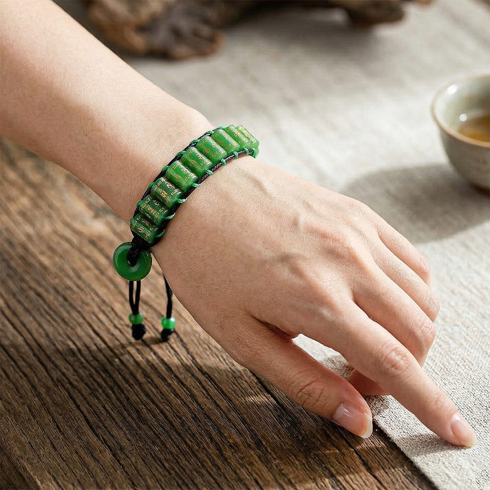 FIRST TIME EVER - Green Jadeite Barrel Feng Shui Bracelet (Size 6-9) 215.00 Ct. 8378330 2