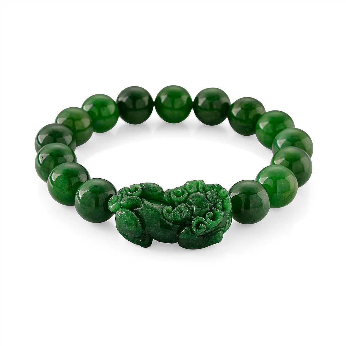 Enhanced Green Jade Beads Curving Cut Adjustable Bracelet (Size - 7.5) 300.00 Ct. 8519747 0