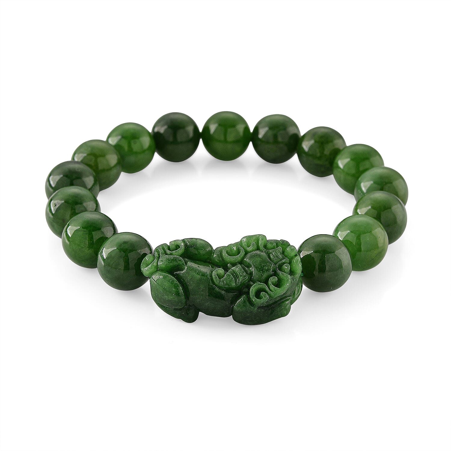 Enhanced Green Jade Beads Curving Cut Adjustable Bracelet (Size - 7.5) 300.00 Ct. 8519747 0