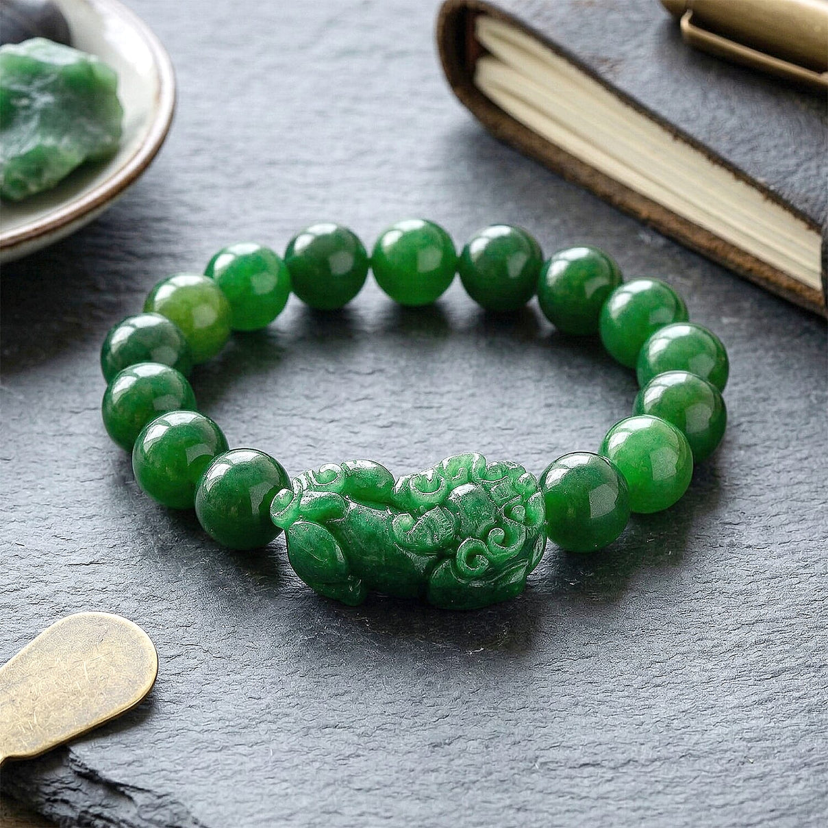 Enhanced Green Jade Beads Curving Cut Adjustable Bracelet (Size - 7.5) 300.00 Ct. 8519747 3
