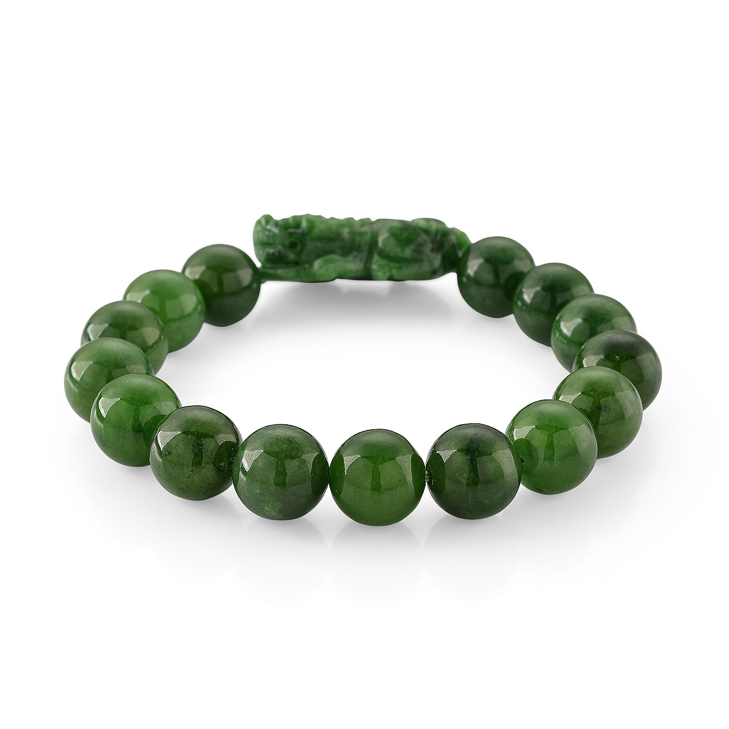 Enhanced Green Jade Beads Curving Cut Adjustable Bracelet (Size - 7.5) 300.00 Ct. 8519747 5