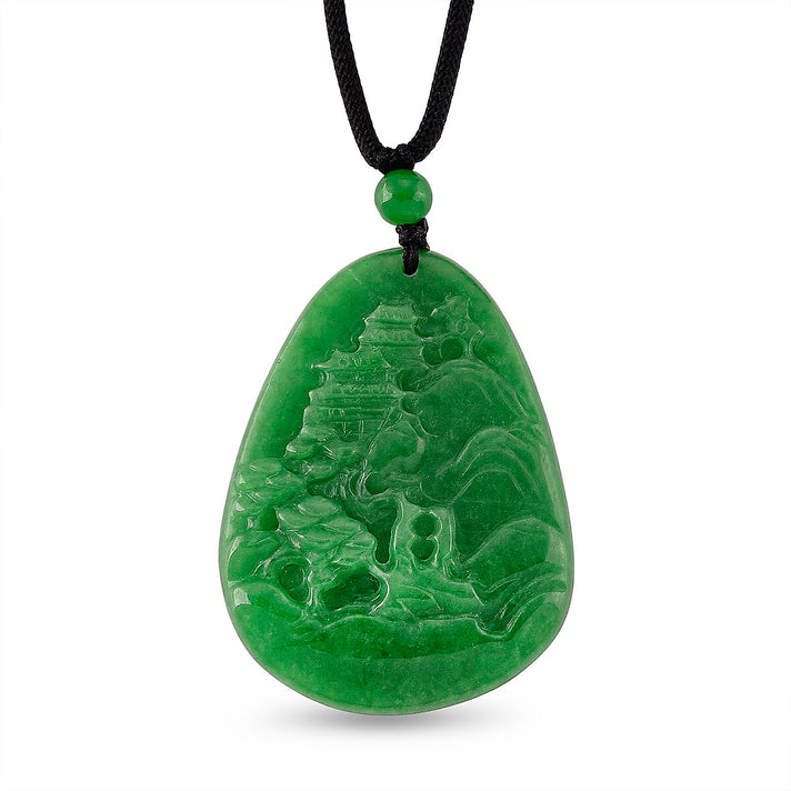 Enhanced Green Jade Beads Curving Cut Necklace (Size - 28) with Adjustable Cotton Thread 85.00 Ct. 8497953 1