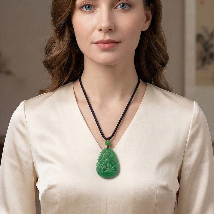 Enhanced Green Jade Beads Curving Cut Necklace (Size - 28) with Adjustable Cotton Thread 85.00 Ct. 8497953 2