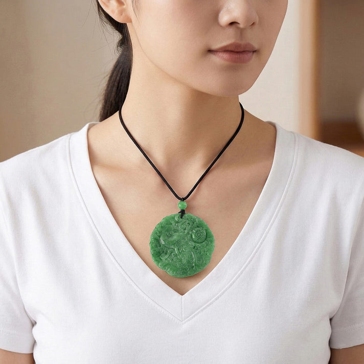 Enhanced Green Jade Beads Necklace (Size - 28) with Adjustable Cotton Thread 110.00 Ct. 8483155 2