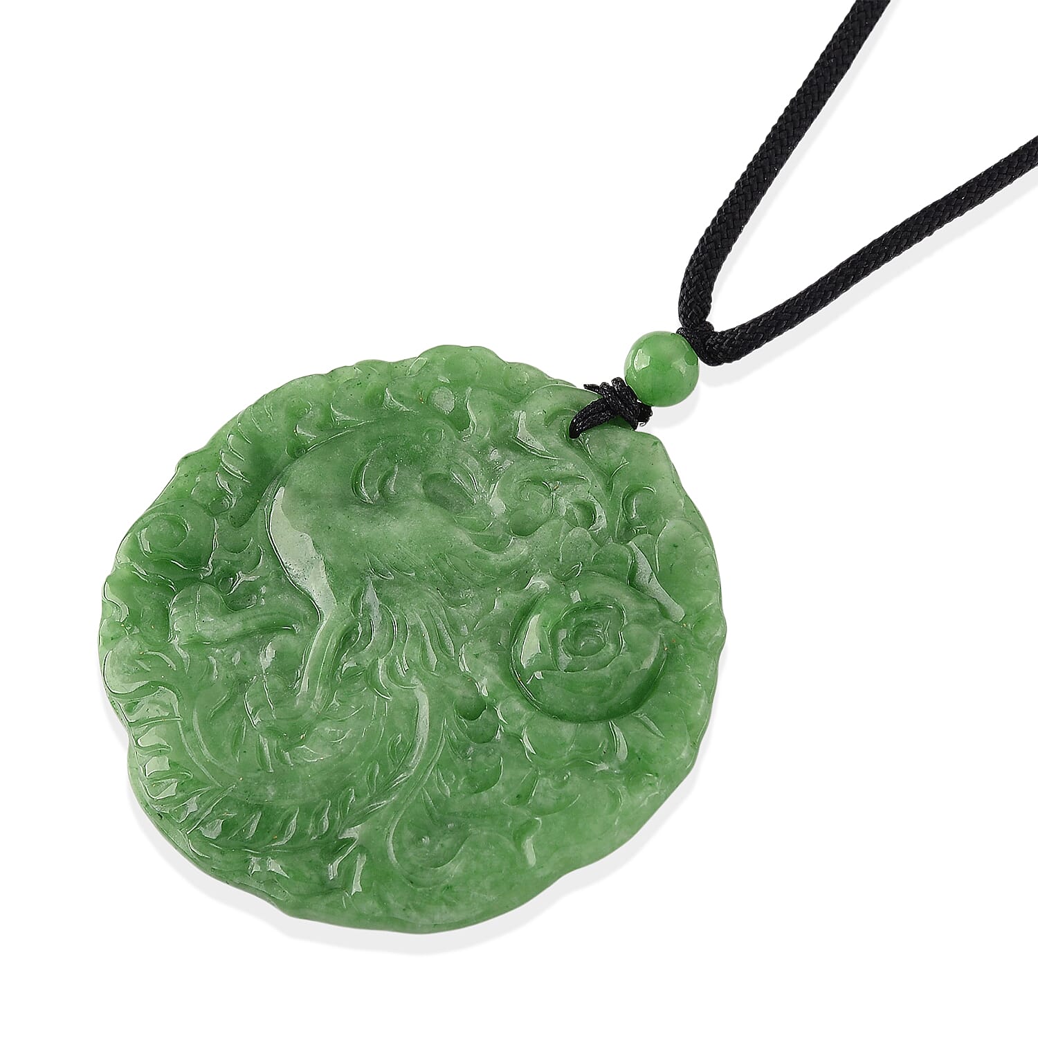 Enhanced Green Jade Beads Necklace (Size - 28) with Adjustable Cotton Thread 110.00 Ct. V32512859 4