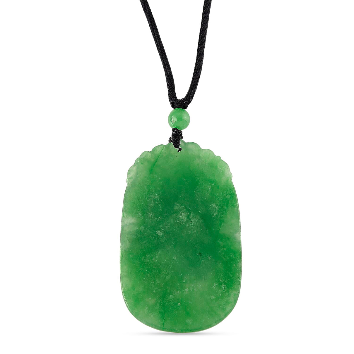Enhanced Carved Eagle Burmese Green Jade Beads Necklace (Size - 28) with Adjustable Cotton Thread 110.00 Ct. 8483153 5