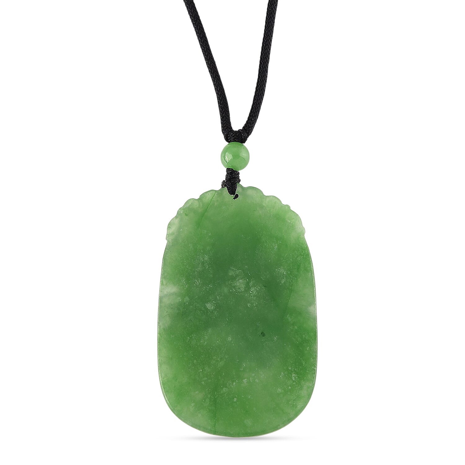 Enhanced Carved Eagle Burmese Green Jade Beads Necklace (Size - 28) with Adjustable Cotton Thread 110.00 Ct. 8483153 5