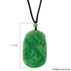 Enhanced Green Jade Beads Necklace (Size - 28) with Adjustable Cotton Thread 110.00 Ct.