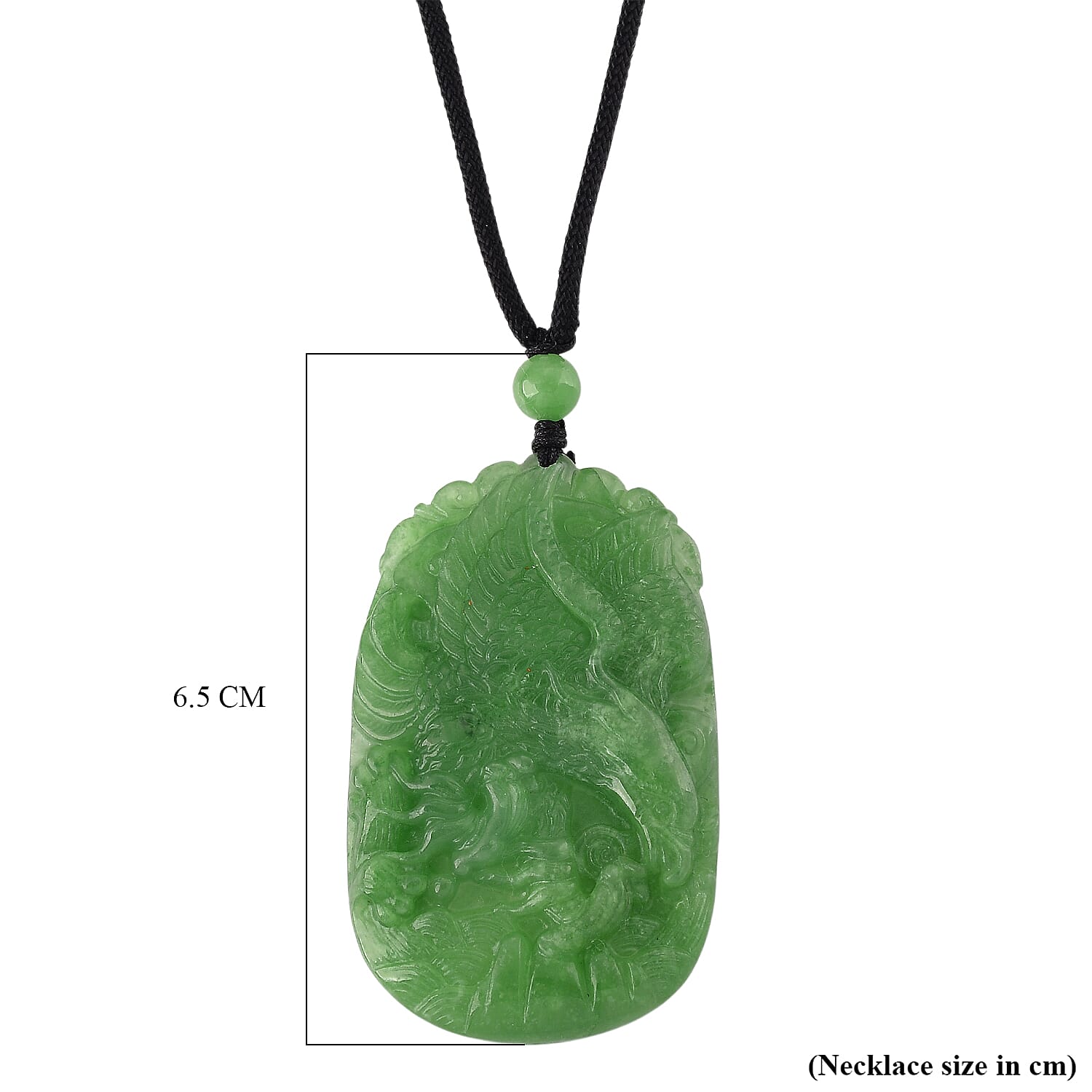 Enhanced Carved Eagle Burmese Green Jade Beads Necklace (Size - 28) with Adjustable Cotton Thread 110.00 Ct. 8483153 7
