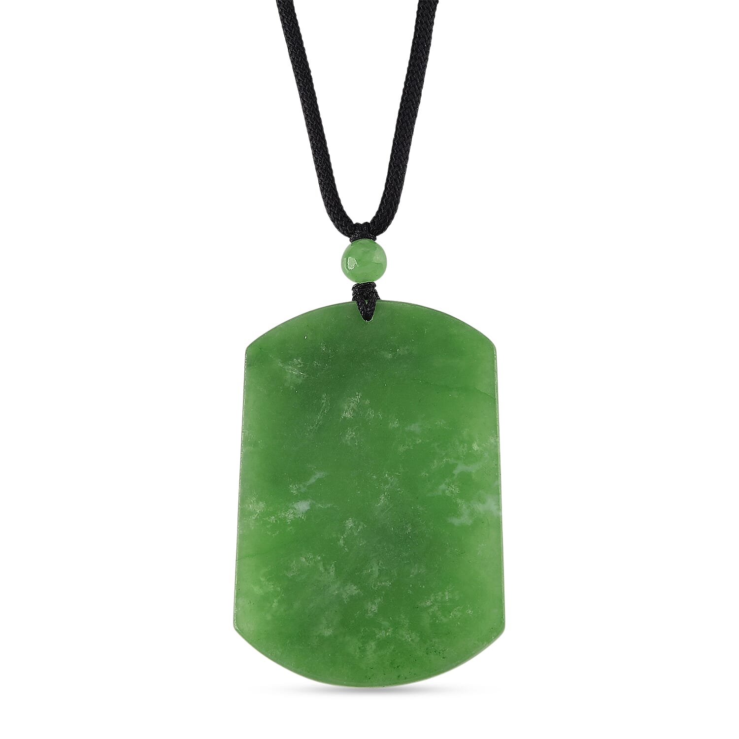 Enhanced  Carved Tiger Burmese Green Jade Beads Necklace (Size - 28) with Adjustable Cotton Thread 110.00 Ct. V32514933 5