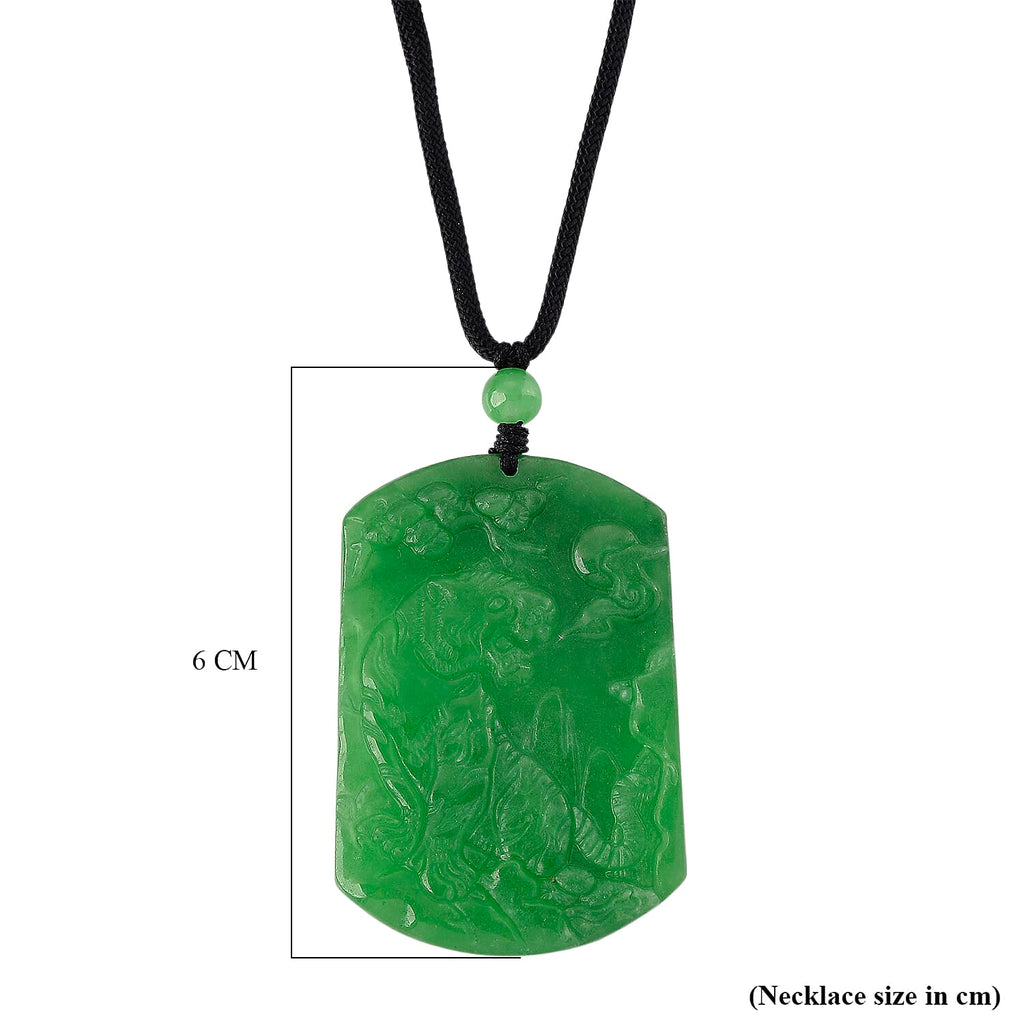 Enhanced Green Jade Beads Necklace (Size - 28) with Adjustable Cotton Thread 110.00 Ct.