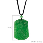 Enhanced Green Jade Beads Necklace (Size - 28) with Adjustable Cotton Thread 110.00 Ct.