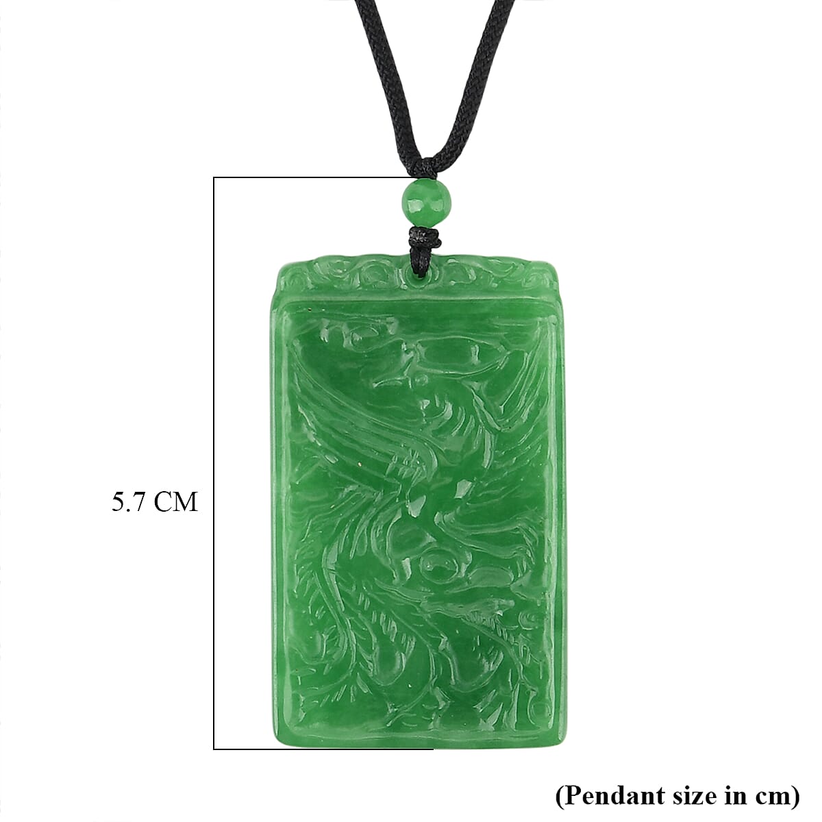 Enhanced Green Jade Beads Phoenix Carved Necklace (Size - 28) with Adjustable Cotton Thread 175.00 Ct. 8378673 7