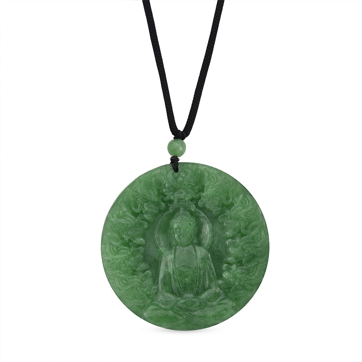 Green Jade Dragons &amp; Buddha Necklace (Size - 28) with Adjustable Cotton Thread 220.00 Ct. V32514494 4