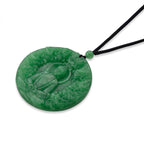 Enhanced Green Jade Beads Double-Sided Carving Necklace (Size - 28) with Adjustable Cotton Thread 220.00 Ct.