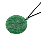 Enhanced Green Jade Beads Double-Sided Carving Necklace (Size - 28) with Adjustable Cotton Thread 220.00 Ct.