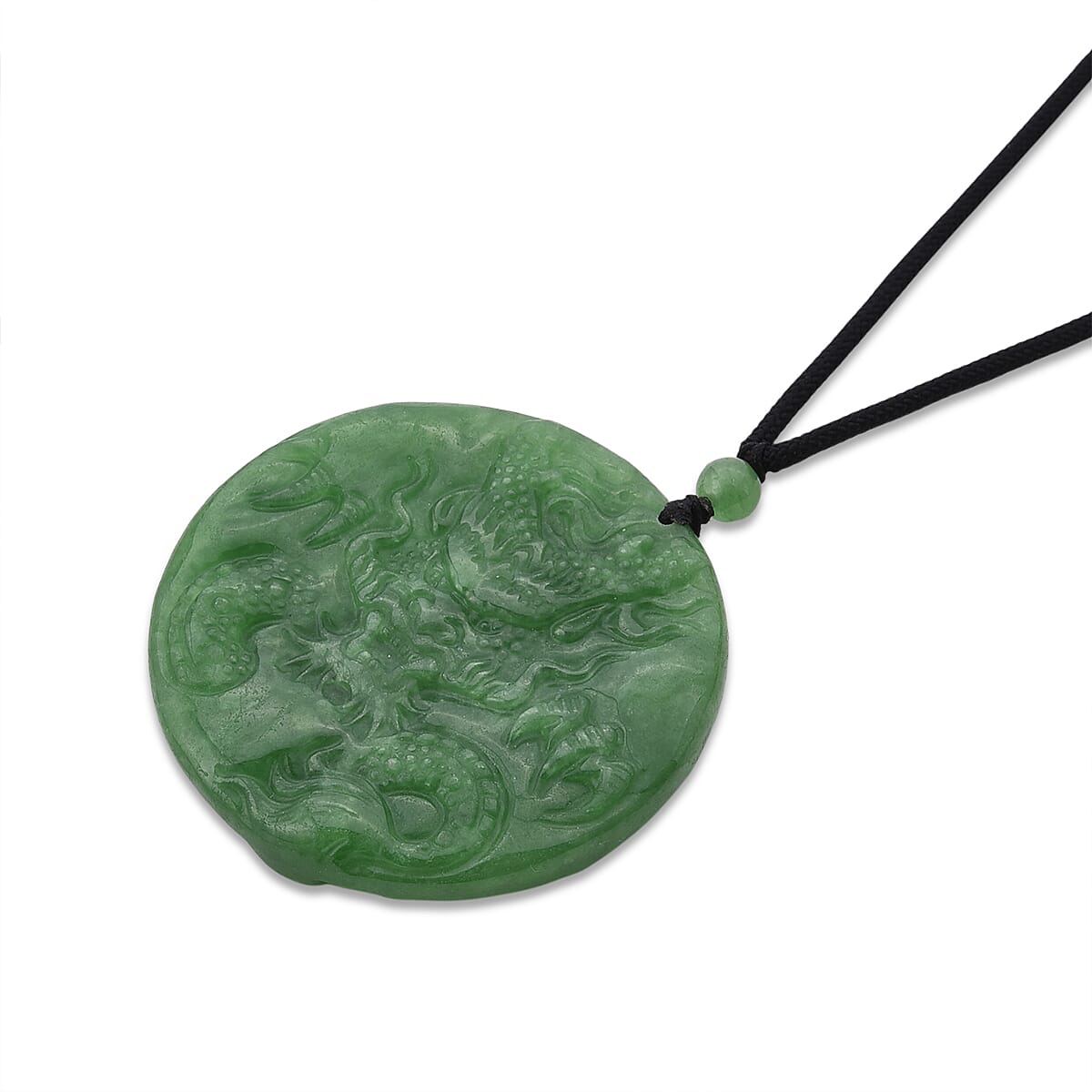 Green Jade Dragons &amp; Buddha Necklace (Size - 28) with Adjustable Cotton Thread 220.00 Ct. V32514494 6