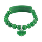 Green Jade Bracelet (Size - 7 Stretchable) in Rhodium Overlay Sterling Silver 190.00 Ct.