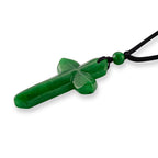 Green Jadeide Carved Cross Adjustable Necklace (Size - 28)