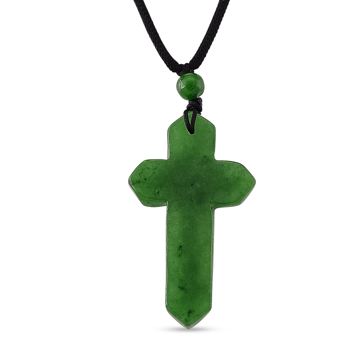 Green Jadeite Carved Cross Adjustable Necklace (Size - 28) 8497945 5