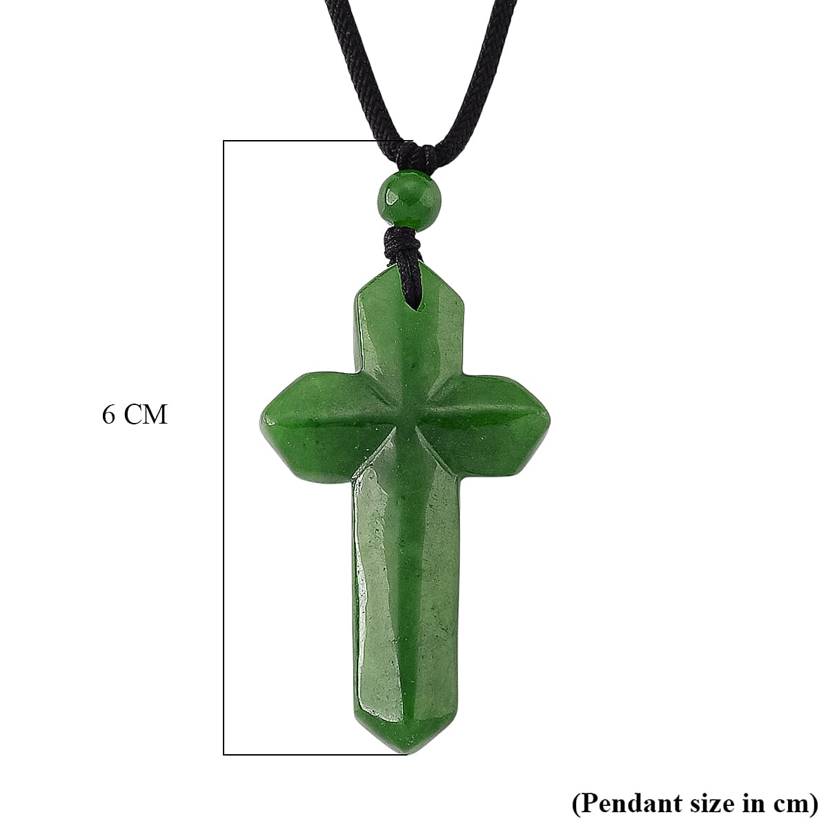 Green Jadeite Carved Cross Adjustable Necklace (Size - 28) 8497945 7