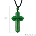 Green Jadeide Carved Cross Adjustable Necklace (Size - 28)