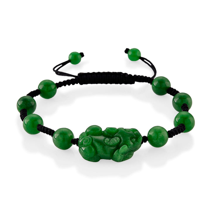 Green Jadeite Jade Carved Pixiu Adjustable Bracelet (Size 6.5-9.5) 35.00 Ct. 8497934 1