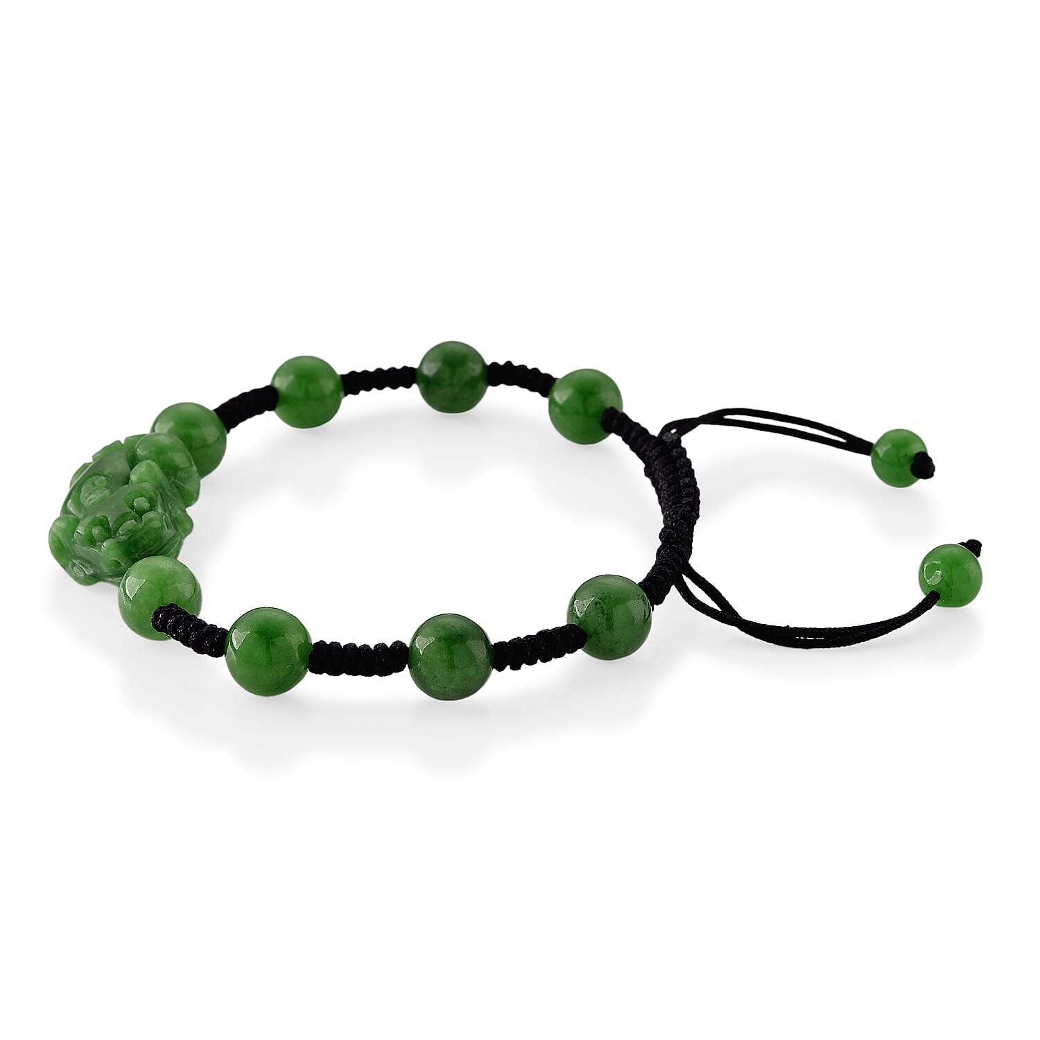 Green Jadeite Jade Carved Pixiu Adjustable Bracelet (Size 6.5-9.5) 35.00 Ct. V32519905 4