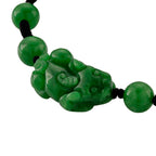Green Jadeite Jade Carved Pixiu Adjustable Bracelet (Size 6.5-9.5) 35.00 Ct.