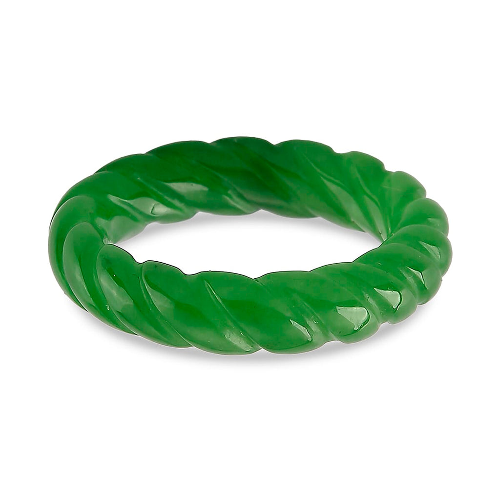 Green Jade Curving Cut Band Ring 20.00 Ct.