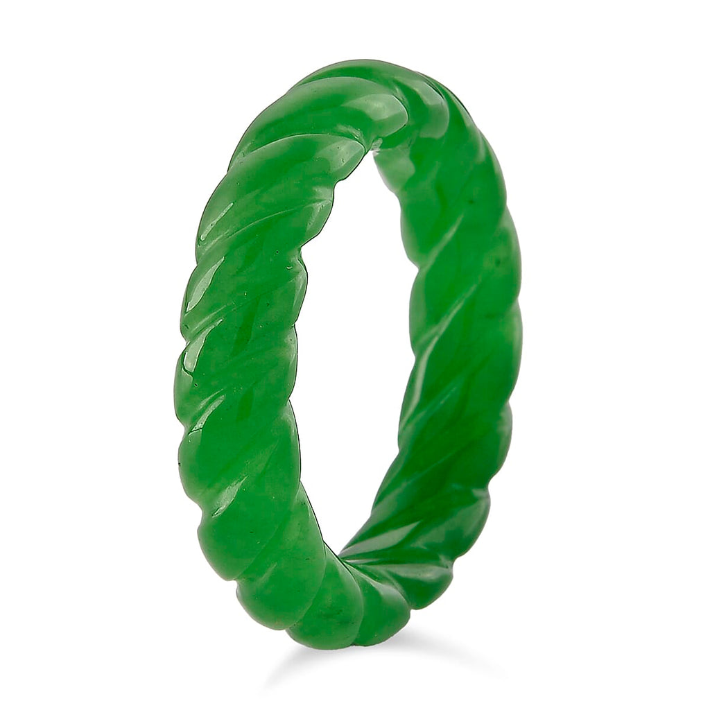 Green Jade Curving Cut Band Ring 20.00 Ct.