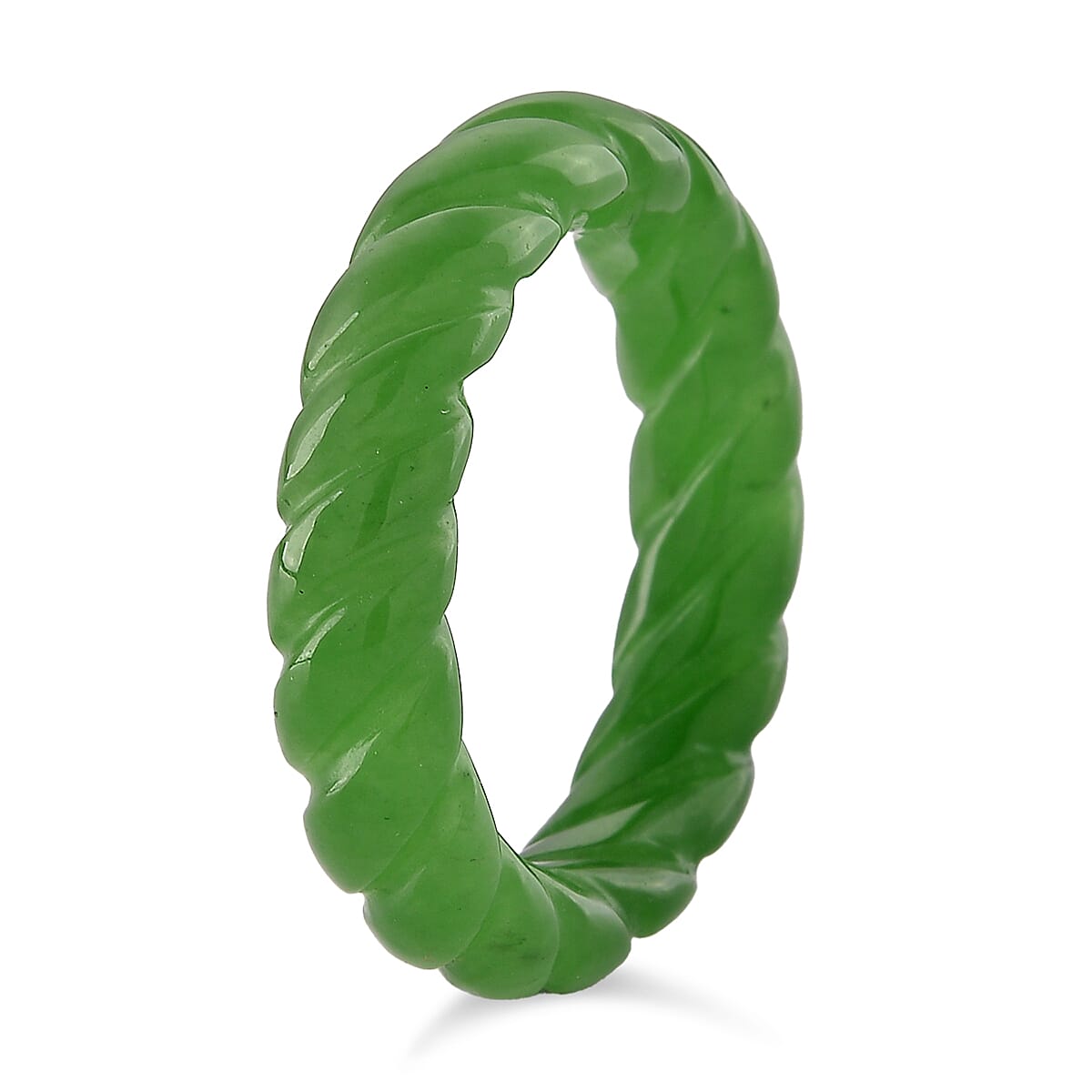 Green Jade Curving Cut Band Ring 20.00 Ct. V32358681 4