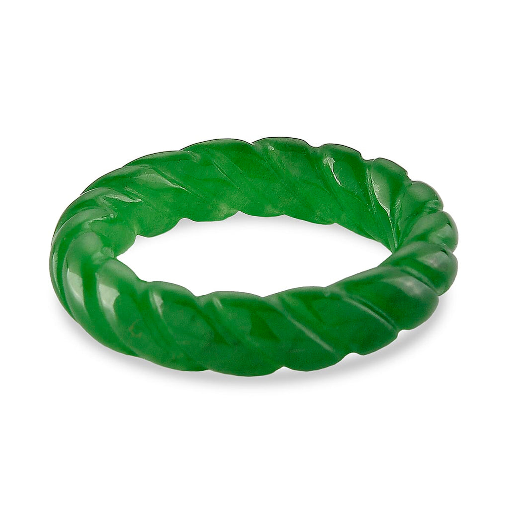 Green Jade Curving Cut Band Ring 20.00 Ct.